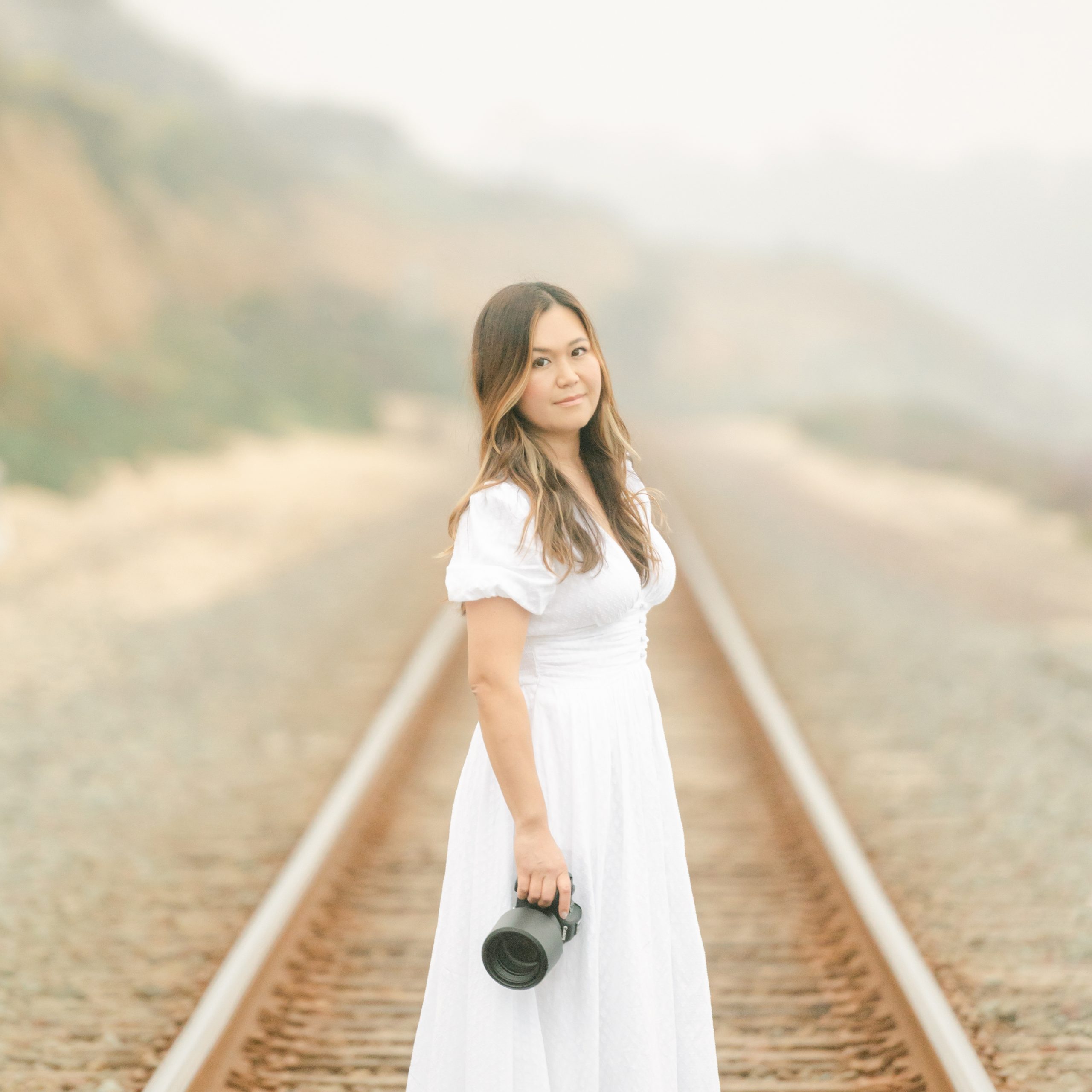 woman on the rail road in san diego